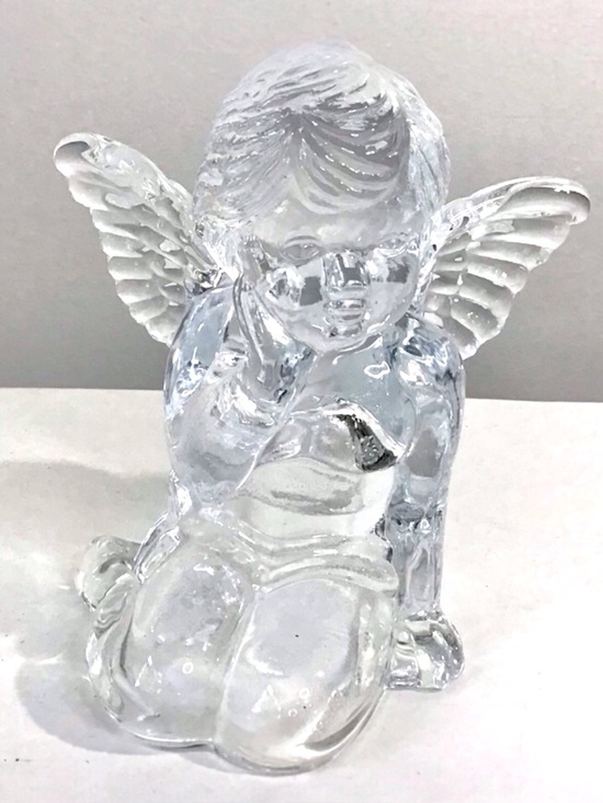 Vintage Other - Vintage Angel Cherub Taper Candle Holder Heavy Clear Glass 5.25”H Excellent